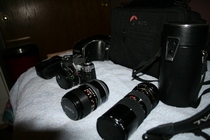 CANNON AE 1 FILM CAMERA WITH ACESSORIES