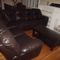 Leather sofa with queen sofa bed.