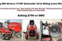 Like New - Troy-Bilt Bronco Riding Mower