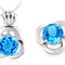 Round Cut Swiss Blue Topaz Necklace - Sterling Silver
